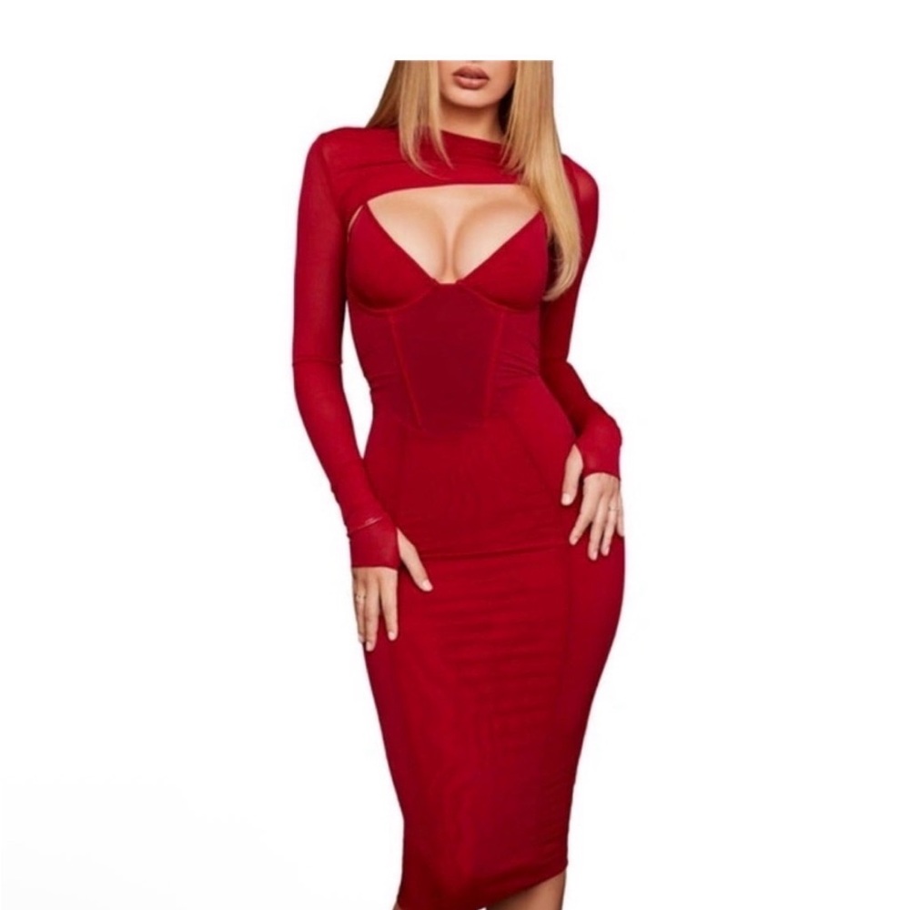 House of CB | Beatrice | Wine corset midi dress